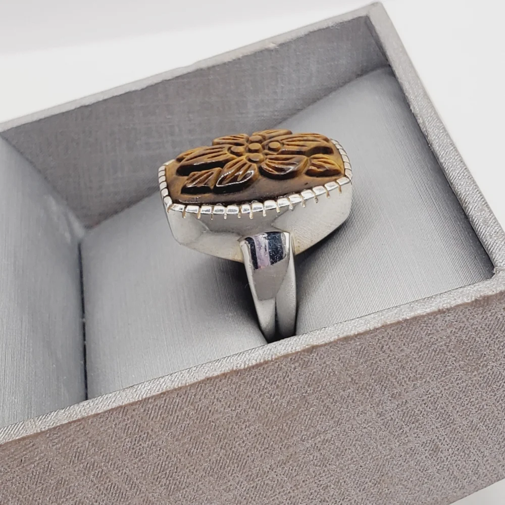 Tigers Eye Silver Ring